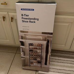 Brand new, unopened 8 tier Freestanding shoe rack from “the container store”